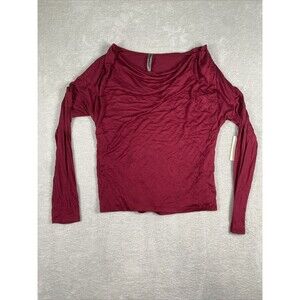 New Anthropologie Drape Neck Shirt Women's Small Plum Long Sleeve Slinky Jersey